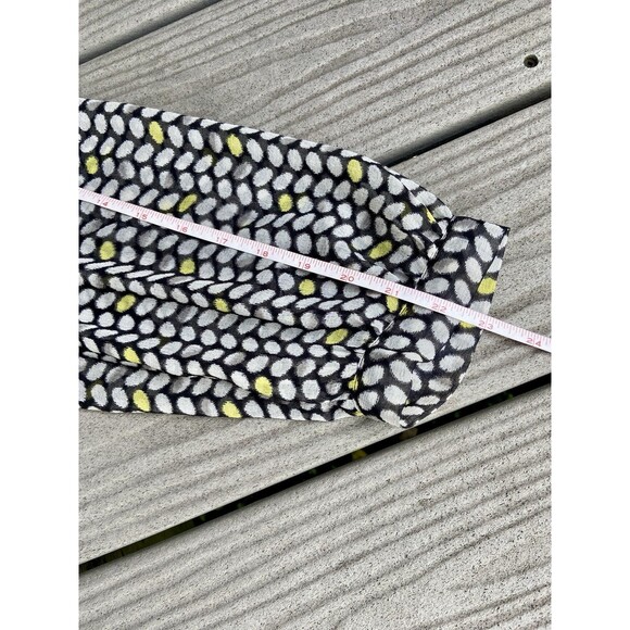 Vince Camuto Black White Yellow Shirt Size L Lace Detail And Drawstrings Tassels - Picture 11 of 16